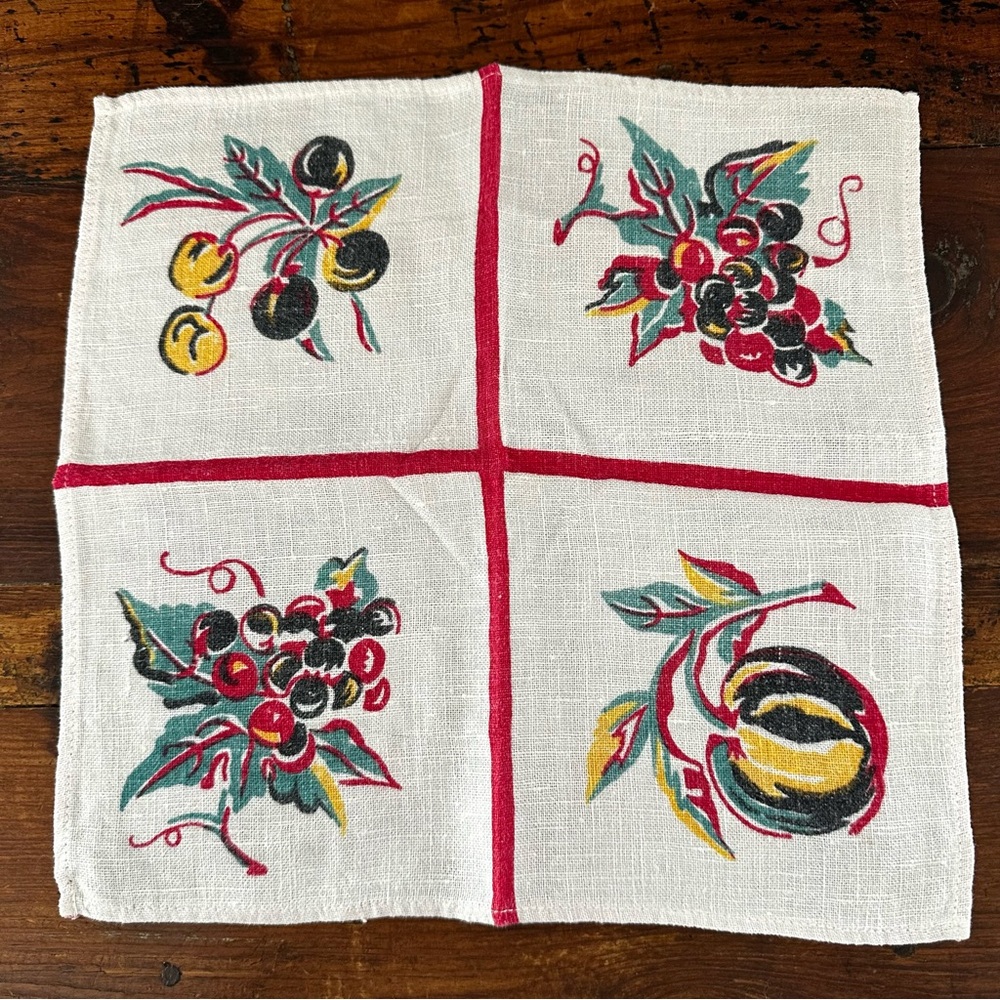 Vintage Fruit Print Linen Napkin